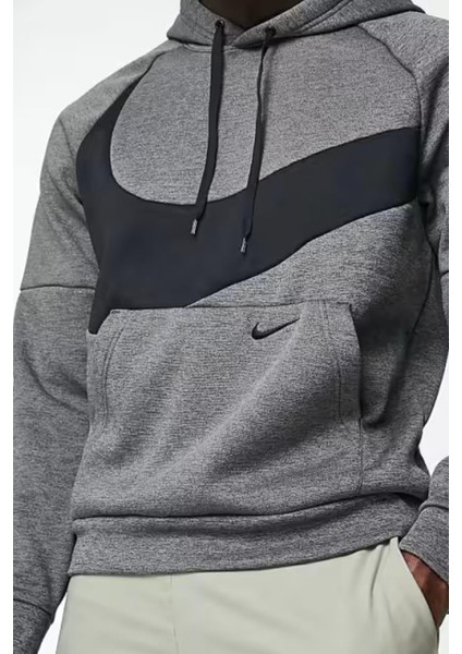 Therma-Fit Swoosh Graphic Fitness Hoodie Erkek Gri Spor Sweatshrit modelleri