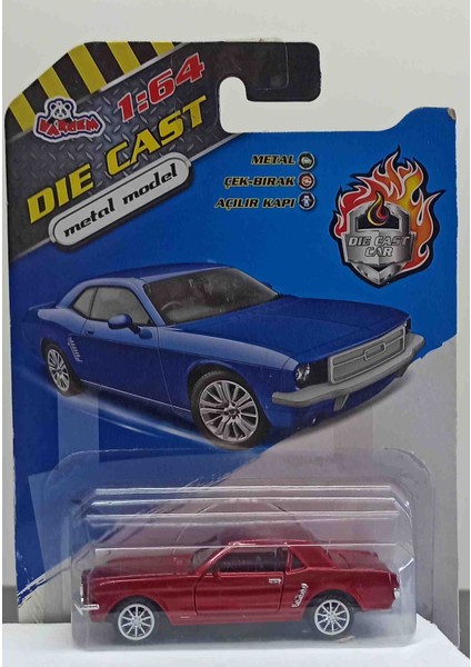 Vardem Dianomi 1:64 Ölçek Ford Mustang Kırmızı// Çek Bırak Kapıları Açılır. Küçük Boy