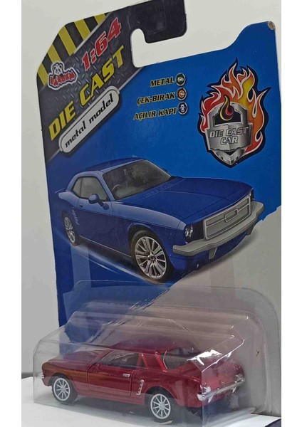 Vardem Dianomi 1:64 Ölçek Ford Mustang Kırmızı// Çek Bırak Kapıları Açılır. Küçük Boy modelleri