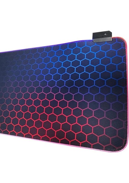 80X30CM Büyük Boy Xxl Resimli Desenli Mousepad Rgb LED Işıklı Gaming Gamer Oyuncu Mouse Pad (Petek)