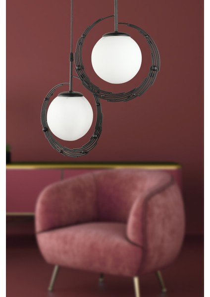 Titan 2.li Avize Siyah Beyaz Cam