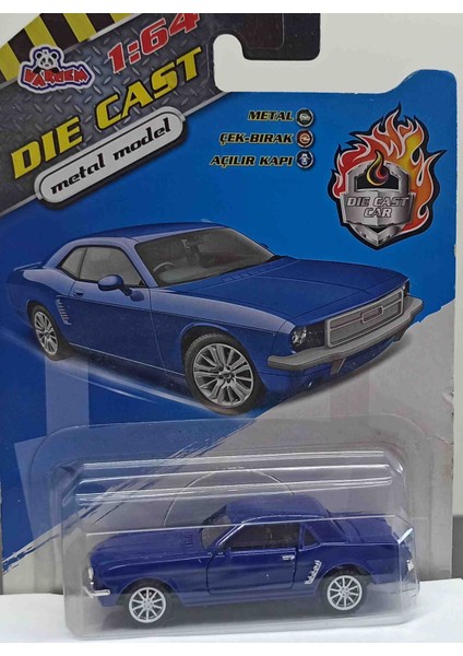 Dianomi Vardem 1:64 Ölçek K. Mavi Ford Mustang// Çek Bırak Metal Araba Kapıları Açılır.