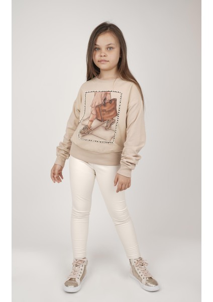 Kız Çocuk Baskılı Sweatshırt