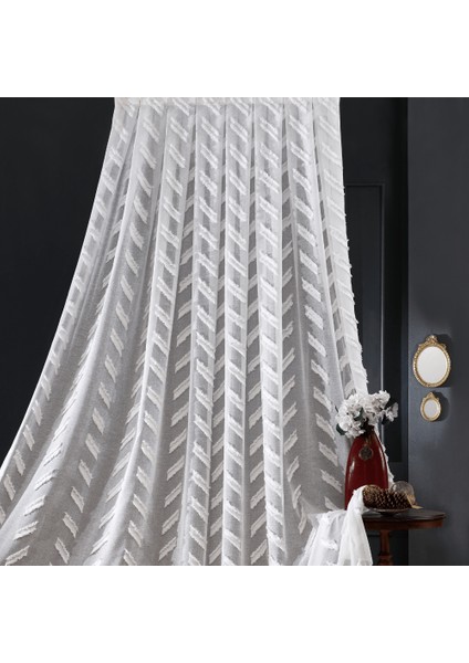 Milano Keten Ekru 1 x 3 Sık Pile Tül Perde
