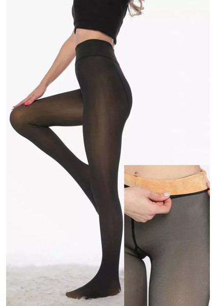 Kadın İçi Peluşlu Kışlık Termal Ten Görünümlü Tayt P-00014630