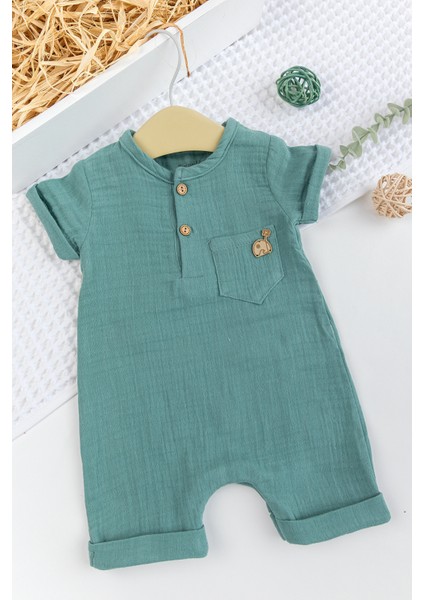 Erkek Bebek Müslin %100 Pamuk Şortlu Yazlık Tulum