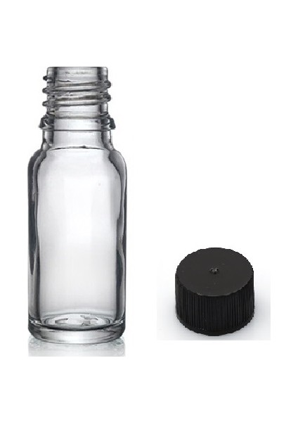 20 ml Şeffaf Şişe Düz Kapaklı, 24 Adet, Cam Şişe, Kozmetik Şişesi