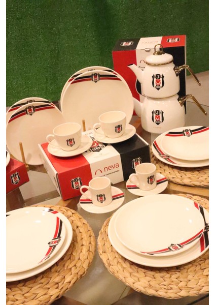 Dekomus Ile Lisanslı Beşiktaş 6 Kişilik 39 Parça Full Yemek Takımı Seti