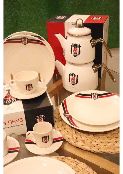 Dekomus Ile Lisanslı Beşiktaş 6 Kişilik 39 Parça Full Yemek Takımı Seti