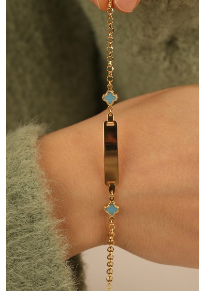 Mavi Yoncalı Çocuk Altın Bileklik CGKBLK0268