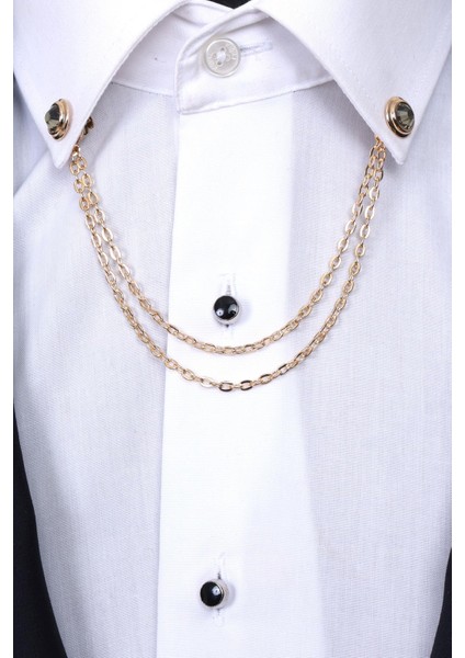 Gold Renk Haki Taşlı Gömlek Yaka Zinciri modelleri