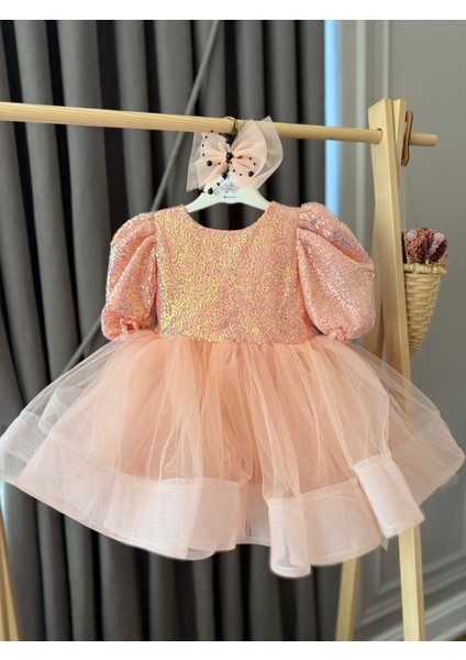 Babyaden Pullu Payetli Tütü Kabarık Doğum Günü Parti Kostüm Kısa Balon Kollu Abiye Kız Çocuk Elbise fiyatları
