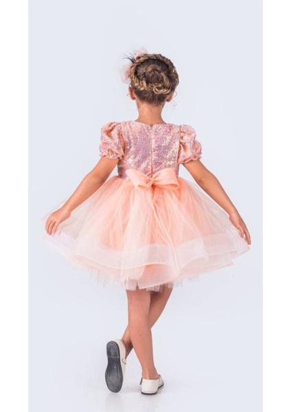 Babyaden Pullu Payetli Tütü Kabarık Doğum Günü Parti Kostüm Kısa Balon Kollu Abiye Kız Çocuk Elbise indirimleri