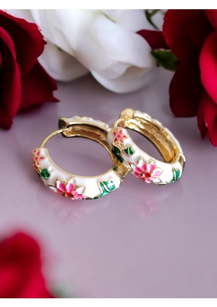 316L Gold Çelik Kararmaz Mineli Halka Küpe