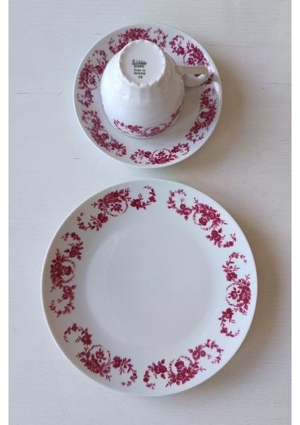 Edelstein 73 Pembe Gül Desenli Vintage Çay Fincanı Seti 3 Parça fırsatları