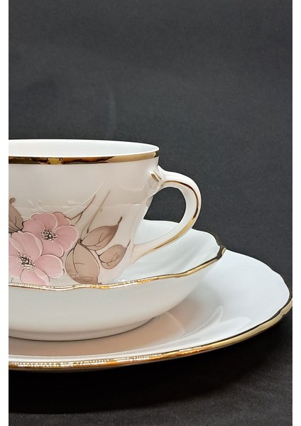 Alman El Boyama Vintage Çay Fincanı 3 Parça 170 ml