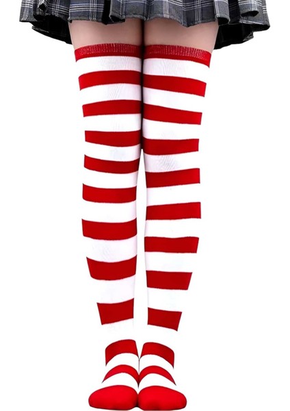 Kadın Kalın Şeritli Diz Üstü Çorap fırsatları