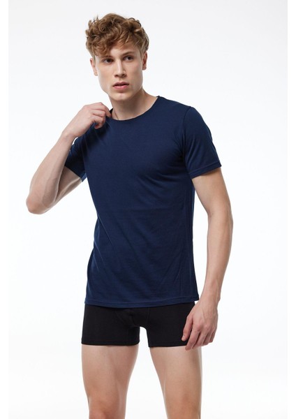 Erkek Beyaz Basic Yuvarlak Yaka Ince Modal T-Shirt 084 fiyatları
