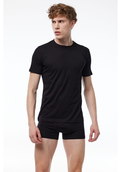 Erkek Beyaz Basic Yuvarlak Yaka Ince Modal T-Shirt 084 fiyatları