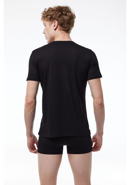 Erkek Beyaz Basic Yuvarlak Yaka Ince Modal T-Shirt 084 modelleri