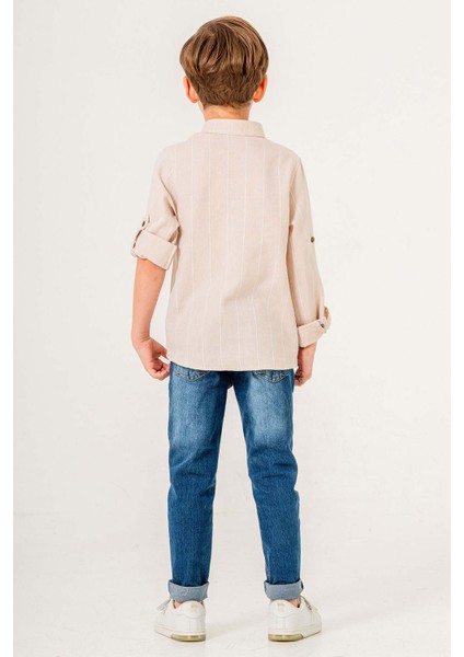 Uzun Kol Yarım Düğmeli 2 Parça Erkek Çocuk Gömlekli Takım fırsatları