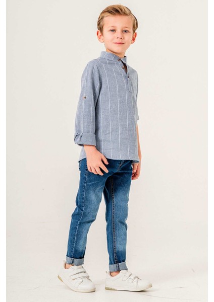 Uzun Kol Yarım Düğmeli 2 Parça Erkek Çocuk Gömlekli Takım modelleri