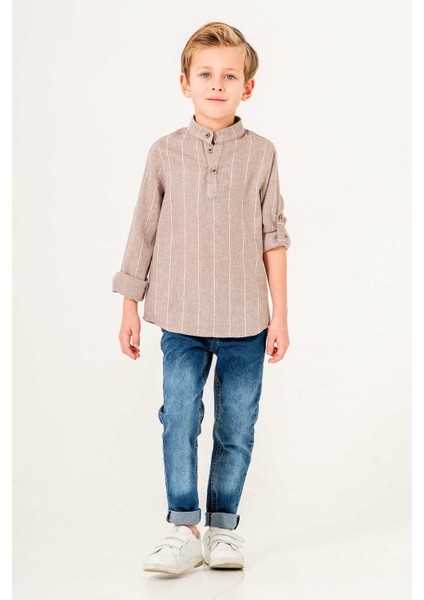 Uzun Kol Yarım Düğmeli 2 Parça Erkek Çocuk Gömlekli Takım fiyatları