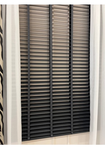 Antrasit Gri Ahşap Jaluzi Perde 50 mm Ofis Modern ve Tüm Mekanlar Için