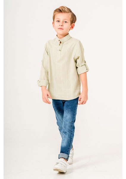 Uzun Kol Yarım Düğmeli 2 Parça Erkek Çocuk Gömlekli Takım modelleri