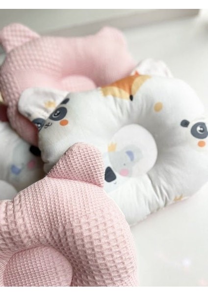 Pembe Dama Koca Kafa Hayvanlar Poplin Düz Kafa Yastığı modelleri