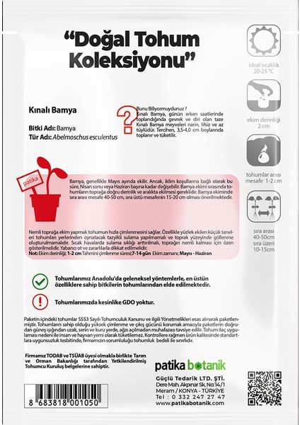 100 Adet Kınalı Bamya Tohumu
