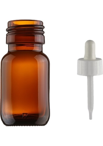 20 ml Kahverengi Cam Ecza Şişesi Plastik Da mlalıklı Çubuklu, 24 Adet