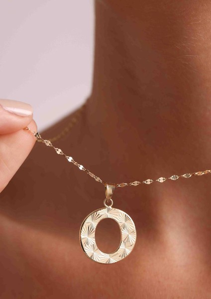 14 Ayar Altın O Harf Füzyon Kolye