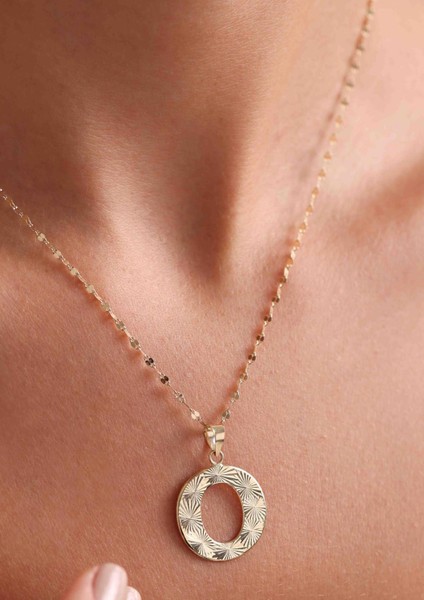 14 Ayar Altın O Harf Füzyon Kolye modelleri