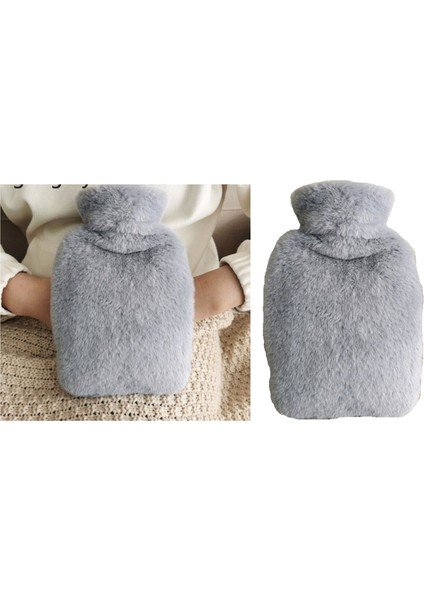 Sıcak Su Torbası Yan Cepli Gri Peluş Termofor 27X17X2CM 750ML modelleri