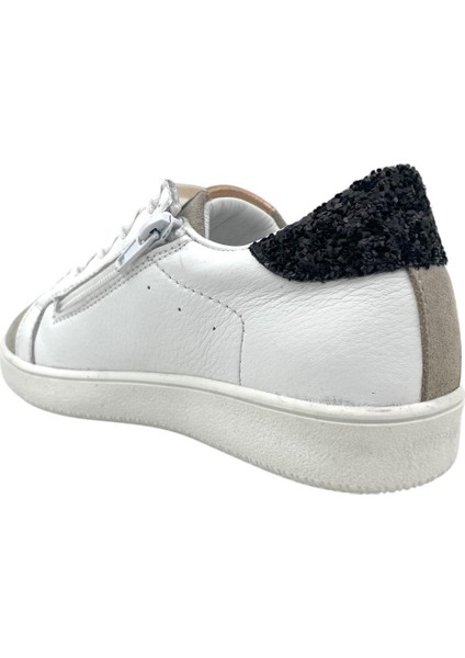 Yandan Fermuarlı Bağcıklı Yıldızlı Sneaker Beyaz modelleri