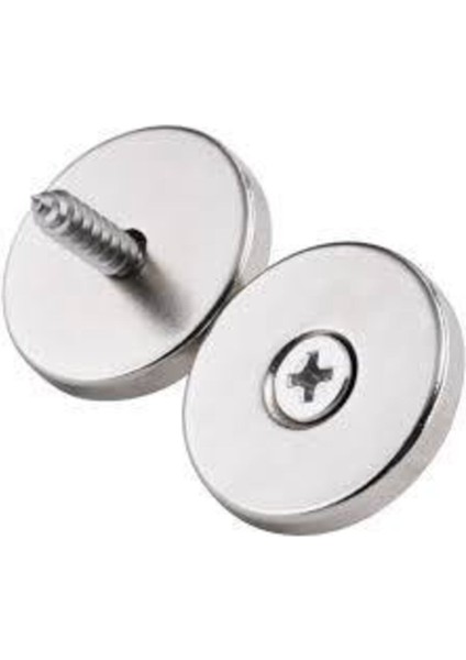 5 Adet Neodyum Mıknatıs Çap: 40 Mm, Kalınlık : 5 mm Havşa Delikli