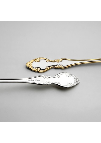 Adriana Altın Sade 6 Kişilik 36 Parça Kutulu Çatal Kaşık Bıçak Takımı