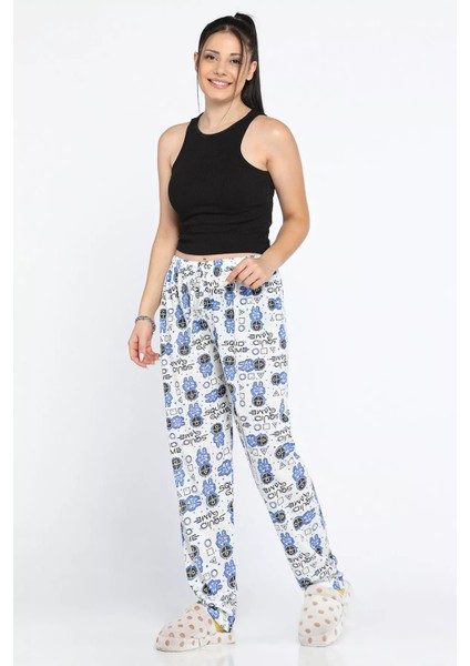 Kadın Beli Lastikli Desenli Pijama Altı