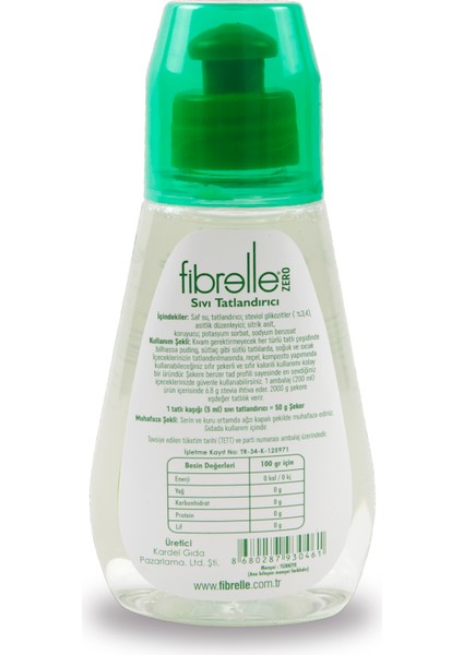 Stevialı Sıvı Tatlandırıcı 200 ml Stevia Bazlı