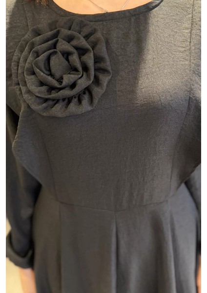 Gül Detaylı Kadın Kloş Elbise modelleri