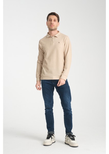 Erkek Yarım Fermuarlı Uzun Kol Sweatshirt 7702