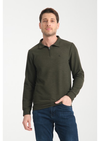 Erkek Yarım Fermuarlı Uzun Kol Sweatshirt 7702