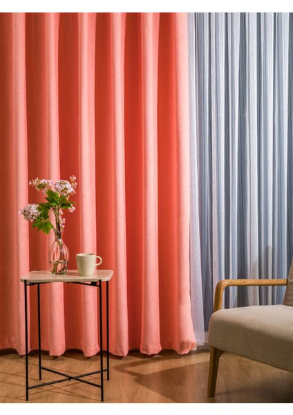 Kullanıma Hazır Yavru Ağzı Rengi Sık Pile 1x3 Dikim Fon Perde Tek Kanat 9210