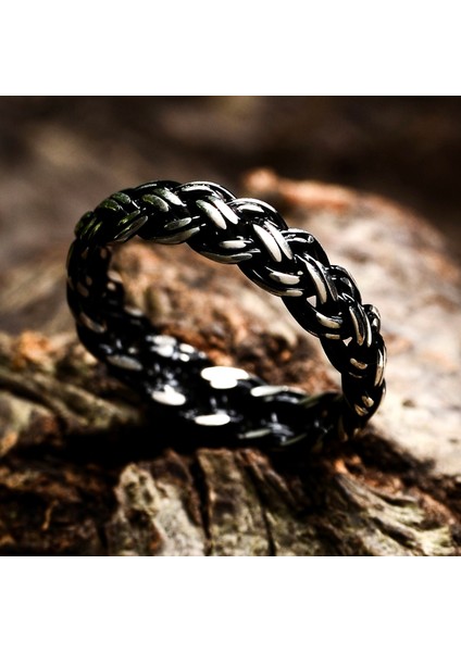 Gümüş Örgü Model Erkek Yüzüğü 925 Ayar Gümüş Zincir Model Yüzük