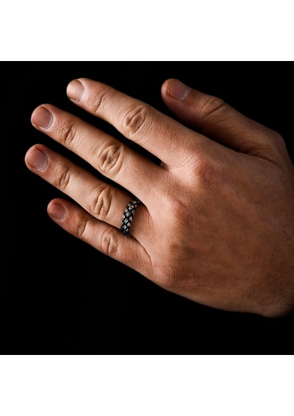 Gümüş Örgü Model Erkek Yüzüğü 925 Ayar Gümüş Zincir Model Yüzük fiyatları