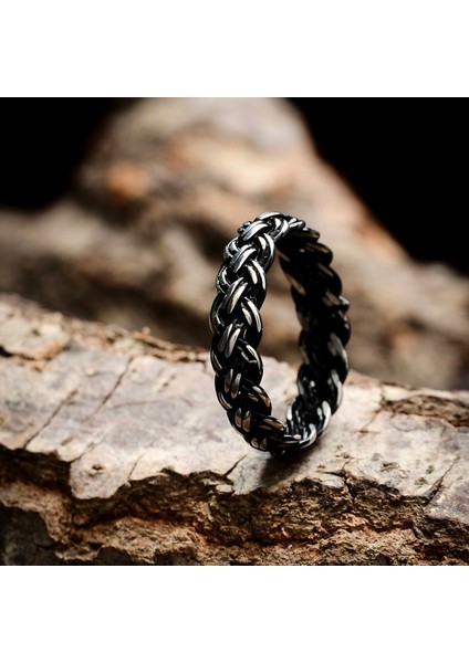 Gümüş Örgü Model Erkek Yüzüğü 925 Ayar Gümüş Zincir Model Yüzük modelleri