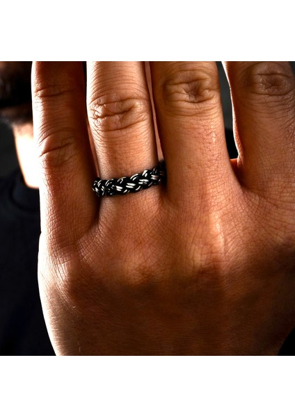 Gümüş Örgü Model Erkek Yüzüğü 925 Ayar Gümüş Zincir Model Yüzük fırsatları