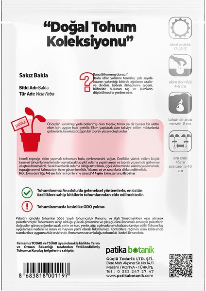 40 Adet Ata Tohumu Yerli Sakız Bakla