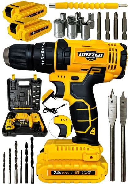 Alman Workforce Serii 128 Vf 14 Ah Çift Titanyum Şanzuman Bakır Sargılı Çift Akülü Şarjlı Matkap